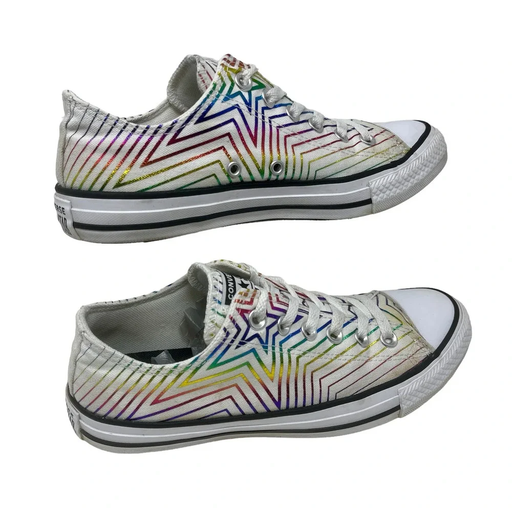 Converse All Star Sneakers Rainbow Star Women's 8 White 8.2.4:I.8.3